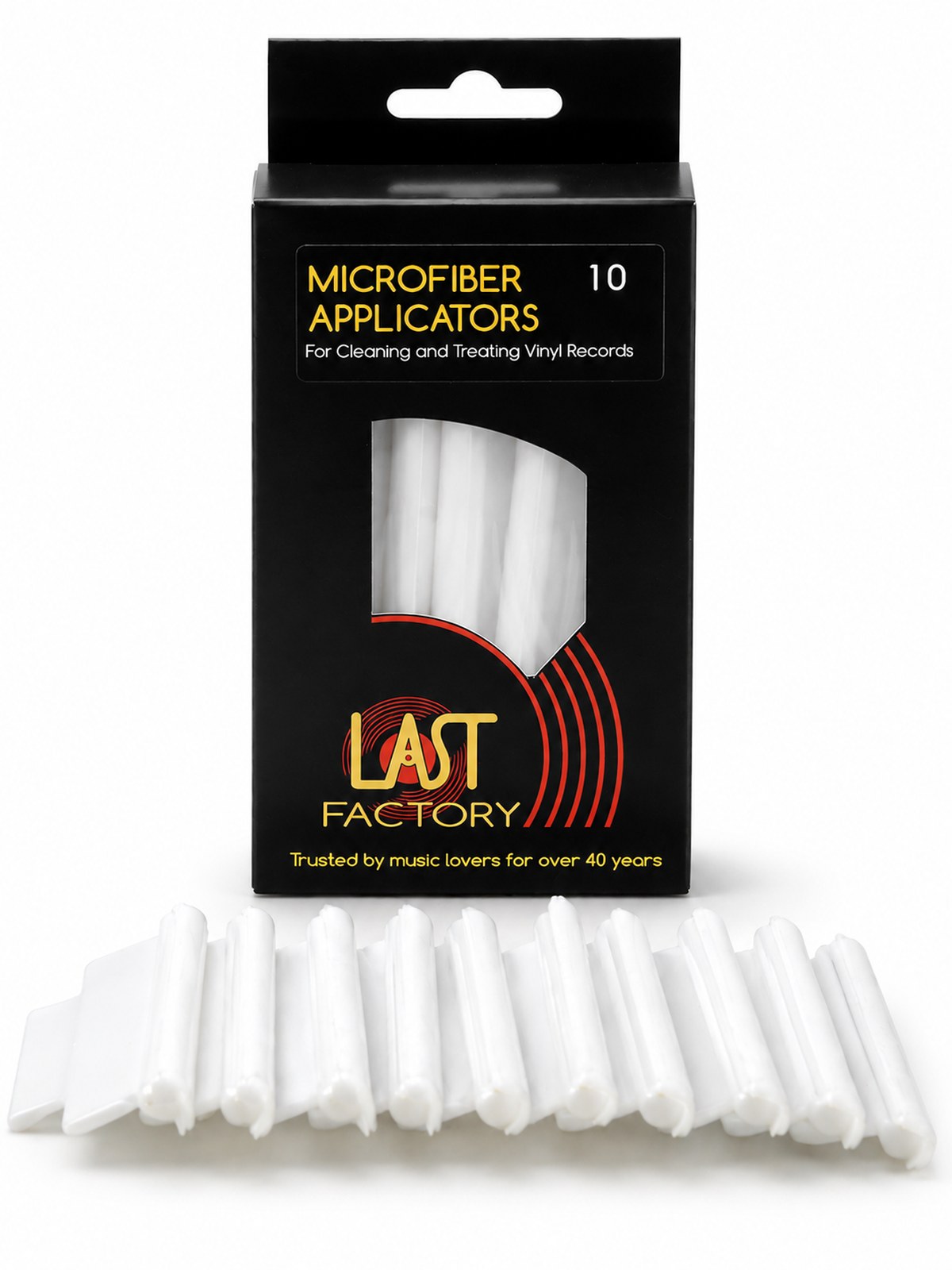 LAST Microfiber Applicators clean vinyl records more efficiently than brushes. Swiss velvet fibers reach deeply into record grooves to remove dust and dirt.